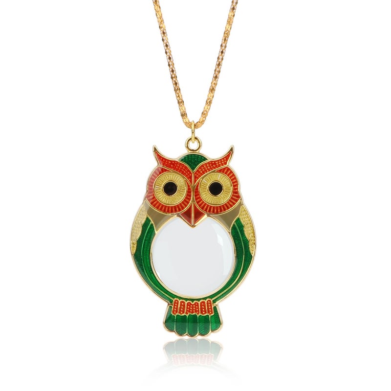 Rongon 10X Jewelers Loupe Pocket Small Magnifying Glass with Necklace Owl Magnifier Glass Reading Magnifier for Women's Jewelry Accessories, Book, Newspaper, Gems, Stamps, Map - Image 1